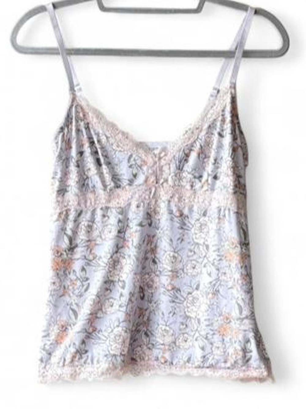 Jessica Simpson Light Purple Floral & Pink Lace Cami Tank Top Size M